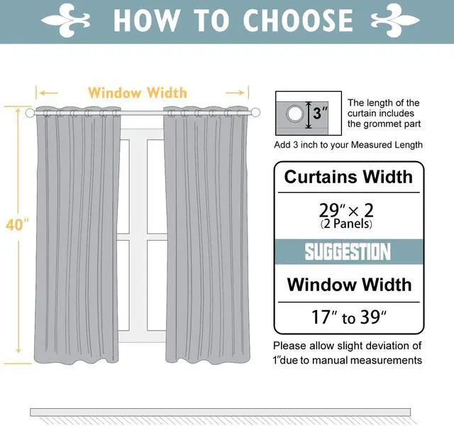 Alt view image 5 of 7 - Blackout Curtains for Bedroom and Living Room 40 Inches Long | 2 Panels Set, Thermal Insulated, Light Blocking, Room Darkening, Grommet, Window Drapes, Stone Blue, 29 x 40 Inch