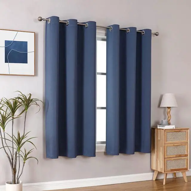 Alt view image 6 of 7 - Blackout Curtains for Bedroom and Living Room 40 Inches Long | 2 Panels Set, Thermal Insulated, Light Blocking, Room Darkening, Grommet, Window Drapes, Stone Blue, 29 x 40 Inch