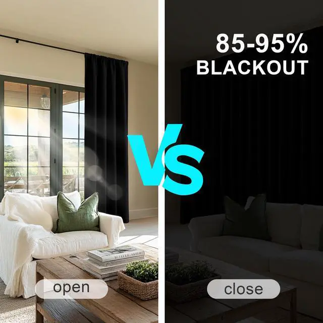 Alt view image 4 of 7 - Black Out Curtains 72 inch Long, Black, 2 Panels | Blackout Solid Rod Pocket Thermal Insulated Panels for Bedroom Living Room, Energy Efficient Window Drapes, 42"W x 72"L