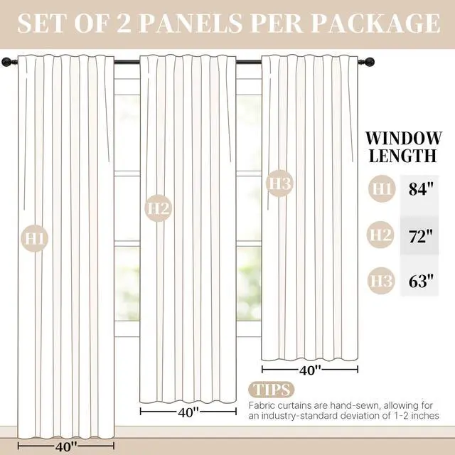 Alt view image 7 of 7 - Chocolate Brown Blackout Curtains 63" Long with Back Tab 40" Wide | Thermal Insulated Room Darkening Drapes with Rod Pocket for Bedroom/kids Room,Full Light Blocking for Living Room, 2 Panels