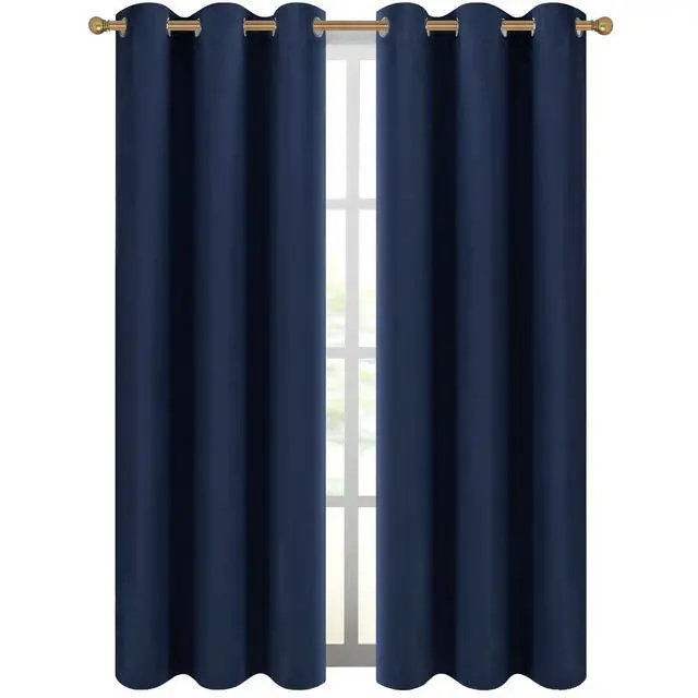 Alt view image 2 of 7 - Blackout Curtains for Bedroom Grommet Thermal Insulated Room Darkening Curtains (42 x 84 Inch, 2 Panels, Navy Blue)