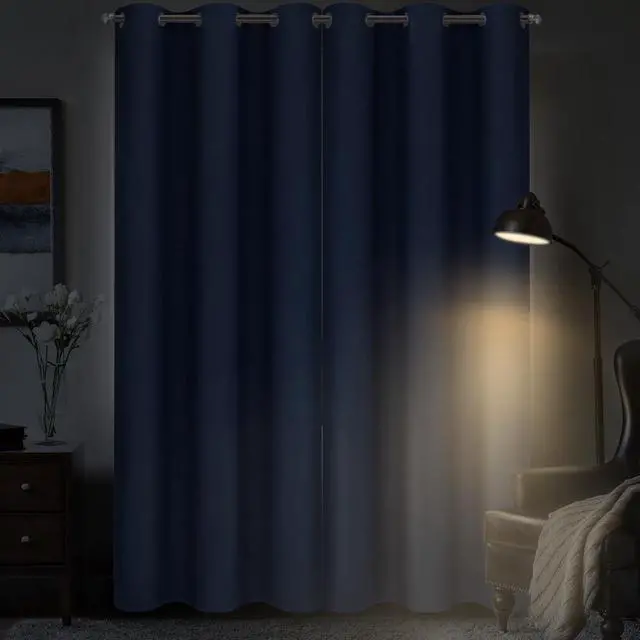 Alt view image 4 of 7 - Blackout Curtains for Bedroom Grommet Thermal Insulated Room Darkening Curtains (42 x 84 Inch, 2 Panels, Navy Blue)
