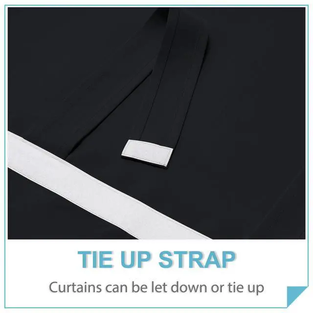 Alt view image 4 of 7 - Blackout French Door Curtain, No Drill, W26 x L69, Black, 1 Panel | Self Adhesive, Privacy, Thermal Insulated, For Patio Kitchen Front Entry Front Back Door Glass Window, Renter Friendly