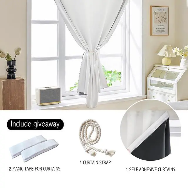 Alt view image 2 of 7 - 100% Blackout Self Adhesive Curtains Small Window