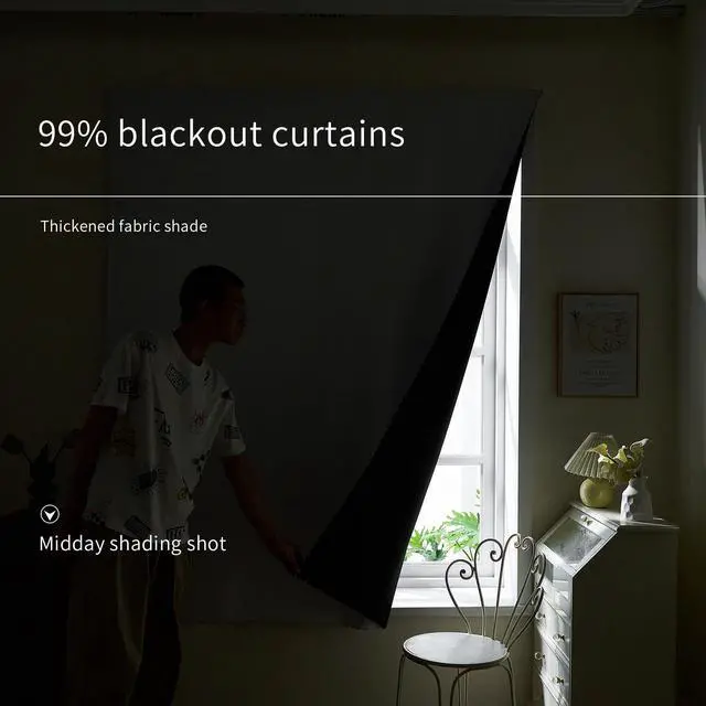 Alt view image 5 of 7 - 100% Blackout Self Adhesive Curtains Small Window