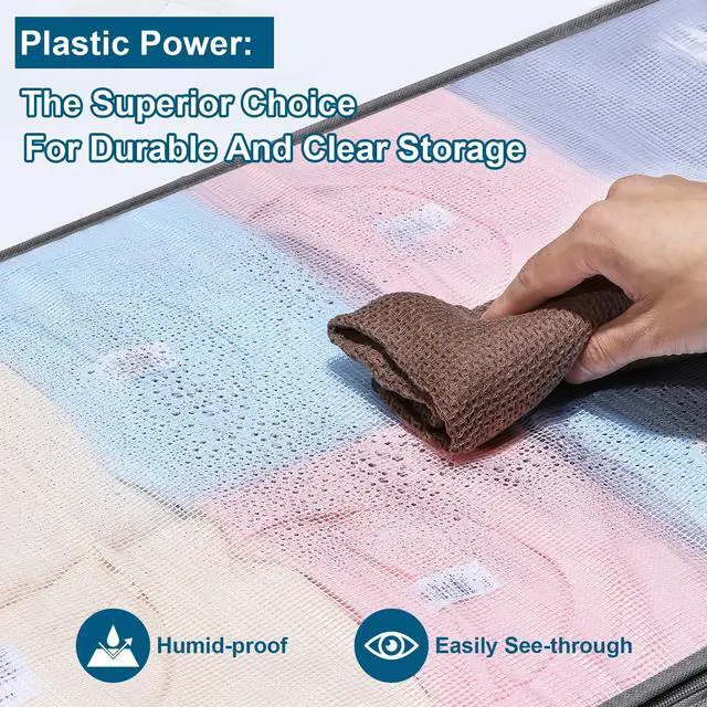 Alt view image 3 of 7 - 2 Pack Under Bed Storage Containers Bins, Humid-Proof Plastic Underbed Storage Bins, Clothes Storage and Organization Bags, Under the Bed Blanket Storage with Handles for Clothes, Bedroom