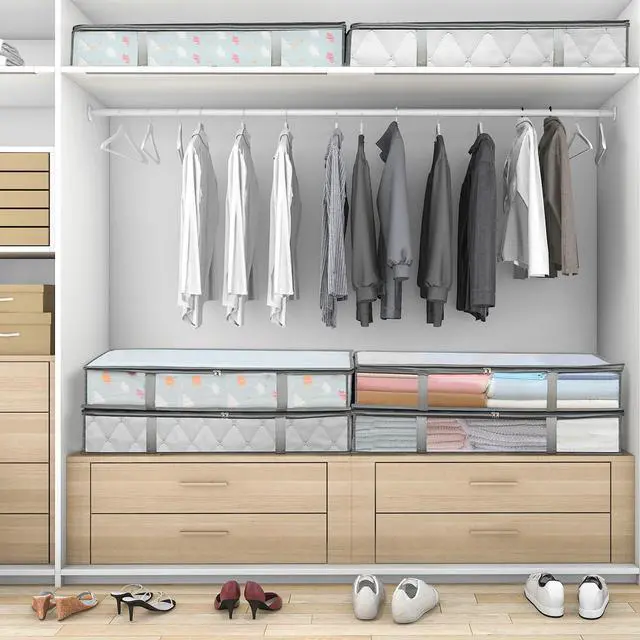 Alt view image 6 of 7 - 2 Pack Under Bed Storage Containers Bins, Humid-Proof Plastic Underbed Storage Bins, Clothes Storage and Organization Bags, Under the Bed Blanket Storage with Handles for Clothes, Bedroom