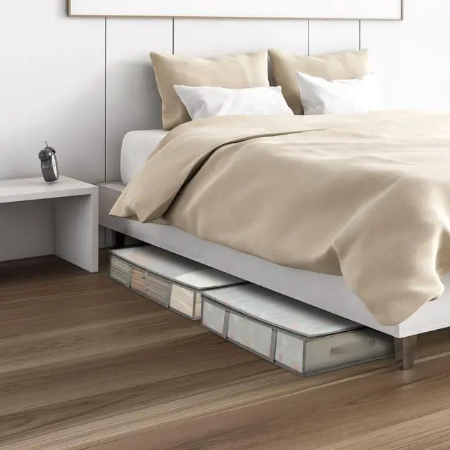 Alt view image 7 of 7 - 2 Pack Under Bed Storage Containers Bins, Humid-Proof Plastic Underbed Storage Bins, Clothes Storage and Organization Bags, Under the Bed Blanket Storage with Handles for Clothes, Bedroom