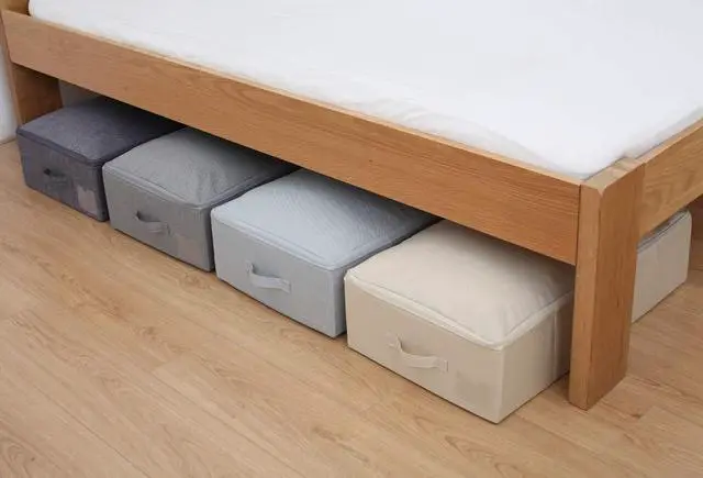 Alt view image 6 of 7 - Folding Fabric Rigid Under Bed Closet Storage Bins with Zip Lid,Black Gray | Under bed Storage Boxes for Bedding/ Clothes/ Duvets/ Blankets/ Shoes, Hard Plastic Boards inside, 4 Handles, Washable