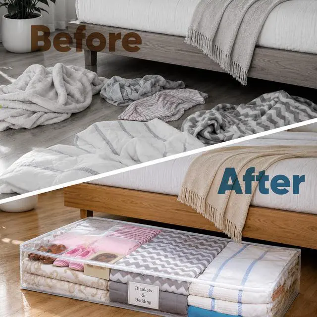 Alt view image 7 of 7 - Clear Underbed Storage Bag, Durable Vinyl Material to Shield Your Contents from Dust, Dirt and Moisture, Easy Gliding Zipper for Easy Access and Label Pocket for Easy Identification, (2-Pack)