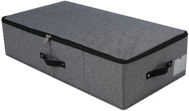 Main image of 29.5"*15"*7", Rigid Under Bed Garment Storage Bins, Folding & Washable, Soft Zip Lid, Black Gray
