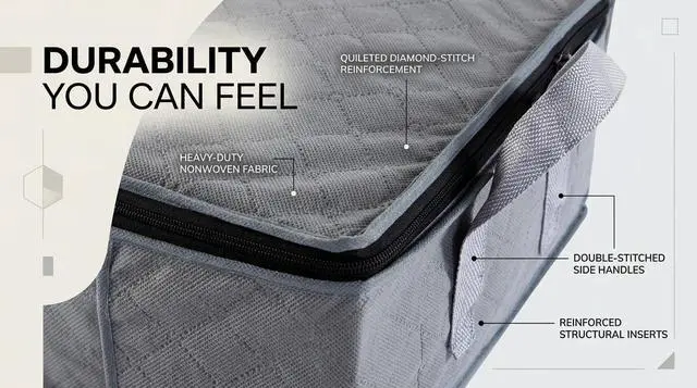 Alt view image 7 of 7 - Storage Clothes Bins Closet Bags - 35L Containers Organizer Boxes Clothing Bin Organization for Organizing Blanket Pillow Sheet Sweater, Foldable Bedroom Small Storage Totes With Lids Zipper, 3pc Pack
