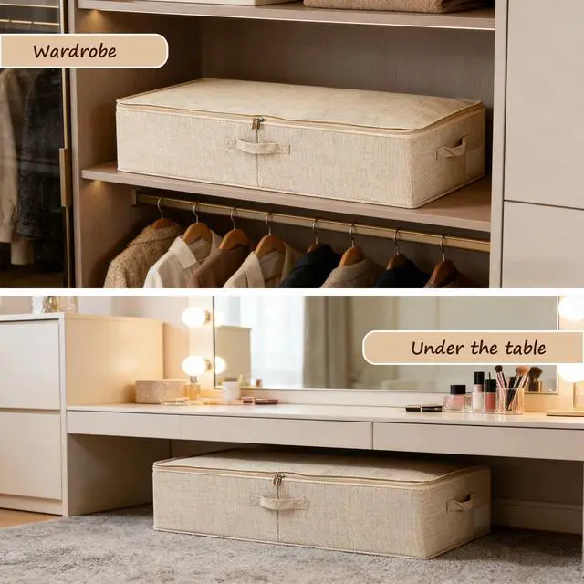 Alt view image 3 of 6 - Under Bed Storage Containers, 30x15x6.7 Low Profile Foldable Fabric Storage Bins, Sturdy Clothes Storage Organizer with Handles for Bedroom, Dorm