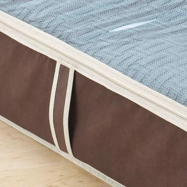 Alt view image 4 of 6 - Under Bed Storage Bags 2 Pack, Zippered Underbed Storage Containers with Clear Window and Handles, Foldable Clothes Blanket Storage Organizer, 18 x 42 x 6 Inches, Java