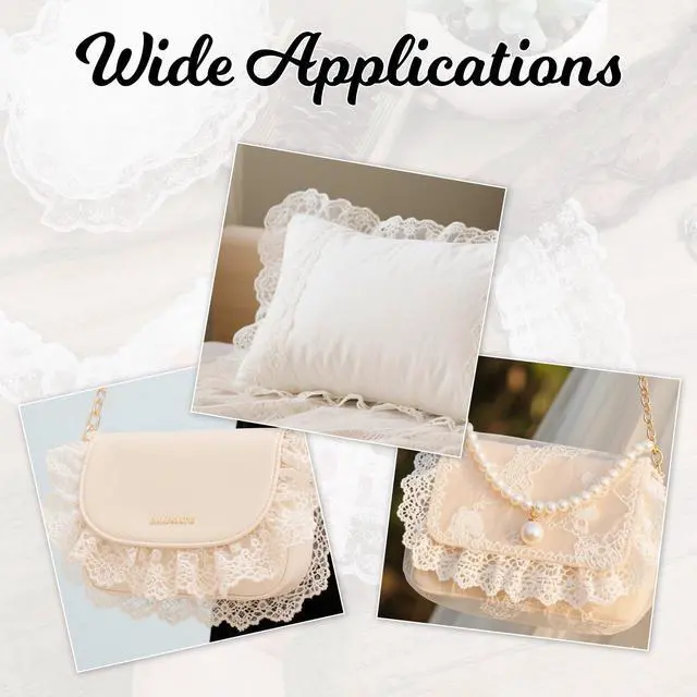 Alt view image 5 of 7 - White Lace Ribbon, 2-Layer Pleated Edge White Lace Ruffle Trim for Crafts Sewing DIY, 1.8" x 5.5yd