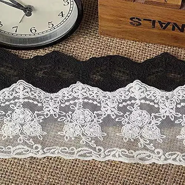 Alt view image 4 of 4 - Lace Trim Ribbon, 5-Yard Lace Ribbon, Lace Fabric, White | Fabric Trim Delicate Crown Ribbon For Crafts Sewing, Bridal Wedding Dress Applique Decorations, 3.3inch Width