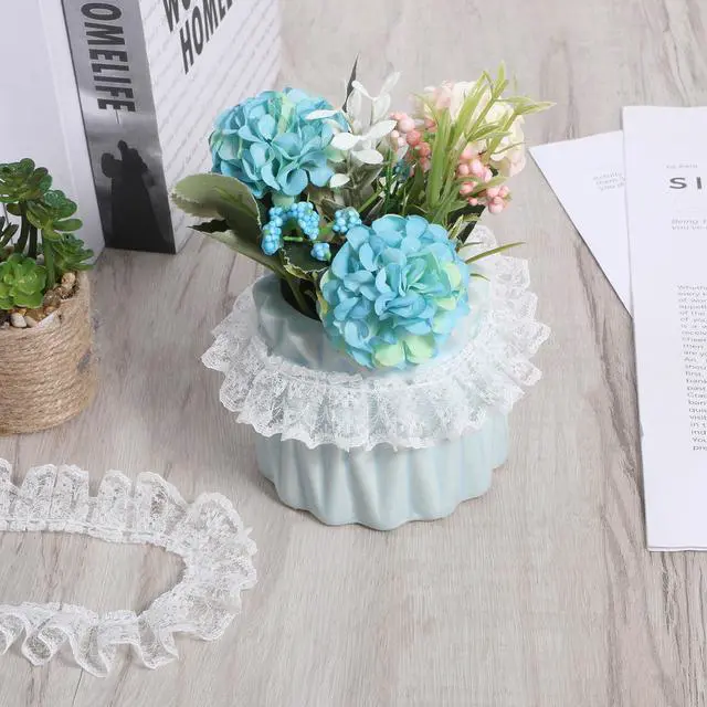 Alt view image 5 of 7 - 11 Yards White Lace Ruffle Trim, Ruffle Lace Pleated Trim, Embroidered Sewing Laces Trims, Pleated Satin Laces Edge Trims, Fabric Ribbon for Sewing Craft, Wedding, DIY Decoration
