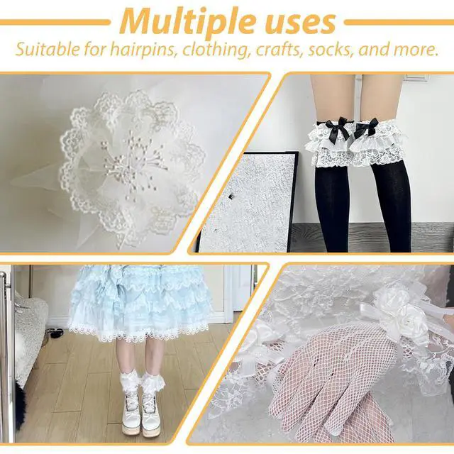 Alt view image 7 of 7 - 11 Yards White Lace Ruffle Trim, Ruffle Lace Pleated Trim, Embroidered Sewing Laces Trims, Pleated Satin Laces Edge Trims, Fabric Ribbon for Sewing Craft, Wedding, DIY Decoration
