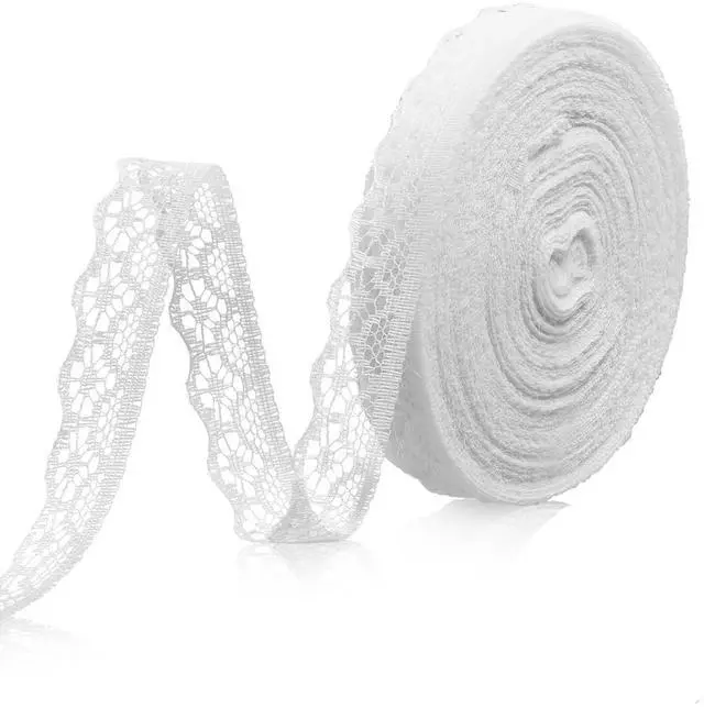 Main image of 30-Yard Lace Trim Ribbon, White Lace Ribbon, 0.5 inch Width White Laces Trims Delicate Floral Pattern Ribbons for Crafts Sewing and Bridal Wedding Dress Applique Decorations