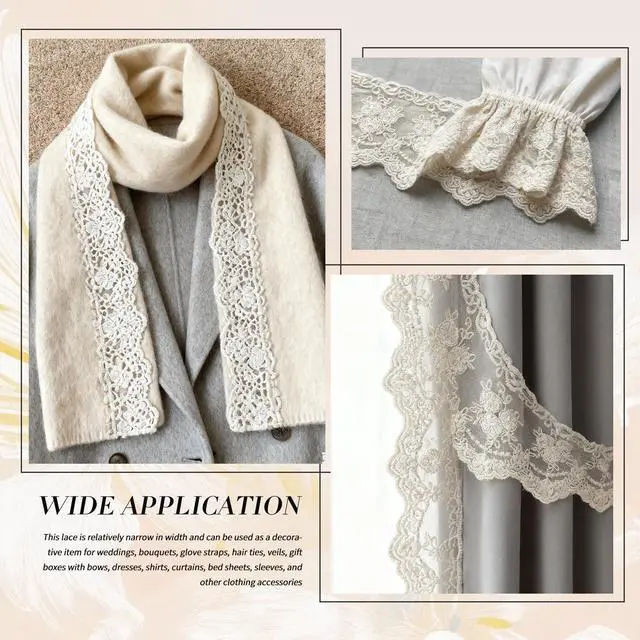 Alt view image 5 of 7 - Lace Trim Ribbon, 3-Yard White Lace Ribbon, 3.3 Inch Width White Laces Trims Delicate Floral Pattern Ribbons for Crafts Sewing and Bridal Wedding Dress Applique Decorations