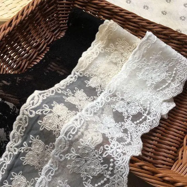 Alt view image 4 of 4 - Lace Trim Ribbon, 5-Yard Lace Ribbon, Lace Fabric, Beige | Fabric Trim Delicate Crown Ribbon For Crafts Sewing, Bridal Wedding Dress Applique Decorations, 3.3inch Width