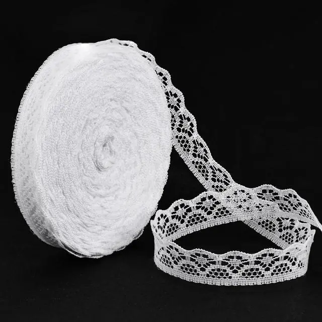 Main image of 30-Yard Lace Ribbon for Scrapbooking & Crafts, 0.5 inch Width | White Lace Trim Ribbon, Polyester Ribbon for Wedding, Gift Wrapping & DIY Projects, Washable Non, Fraying Decorative Trim