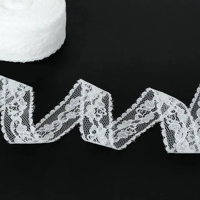 Main image of White Lace Ribbon for Gift Wrapping, 1 inch x 20 Yard Lace Trim Ribbon | White Floral Ribbon for Sewing Crafts Dress Applique Flower Bouquet Valentines Mothers Day Christmas Bridal Wedding Decor