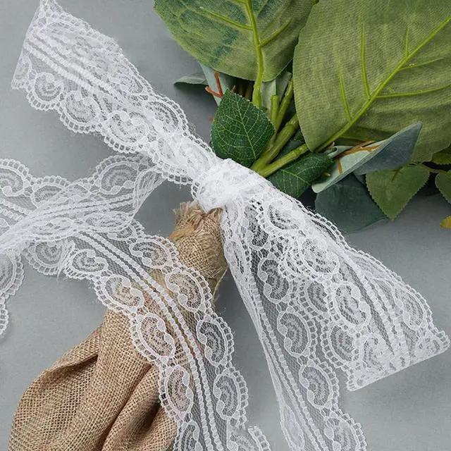 Alt view image 5 of 7 - White Lace Ribbon for Gift Wrapping, 1 inch x 20 Yard Lace Trim Ribbon | White Floral Ribbon for Sewing Crafts Dress Applique Flower Bouquet Valentines Mothers Day Christmas Bridal Wedding Decor