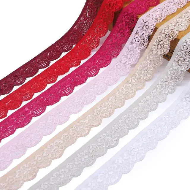 Alt view image 5 of 7 - 28 Yards 1" Wide Lace Elastic Trim 14 Colors Lace Ribbon Flower Edge Trimming for Sewing Craft Wedding Party Decor Clothes