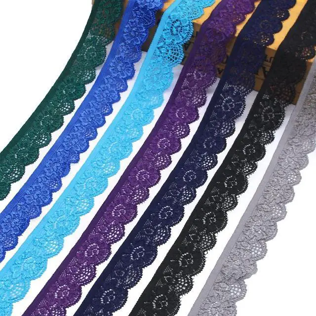 Alt view image 6 of 7 - 28 Yards 1" Wide Lace Elastic Trim 14 Colors Lace Ribbon Flower Edge Trimming for Sewing Craft Wedding Party Decor Clothes