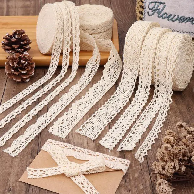 Alt view image 4 of 6 - 54 Yards Beige Lace Ribbon Vintage Sewing Crochet Ribbon Trimming for DIY Scrapbooking Wedding Crafts Supply (Beige)