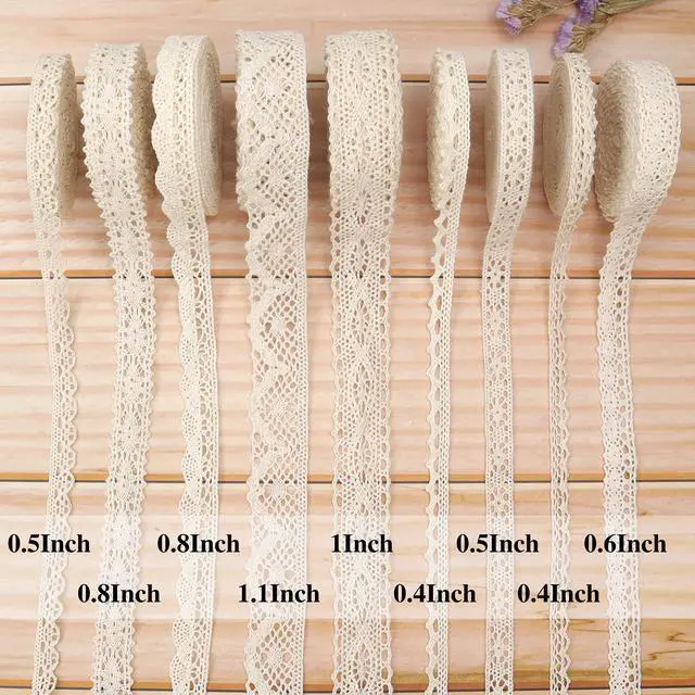 Alt view image 2 of 6 - 54 Yards Beige Lace Ribbon Vintage Sewing Crochet Ribbon Trimming for DIY Scrapbooking Wedding Crafts Supply (Beige)