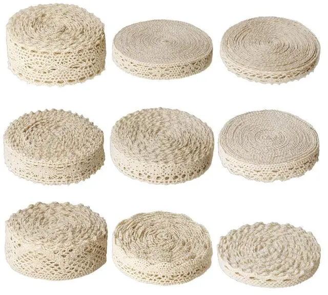 Main image of 54 Yards Beige Lace Ribbon Vintage Sewing Crochet Ribbon Trimming for DIY Scrapbooking Wedding Crafts Supply (Beige)