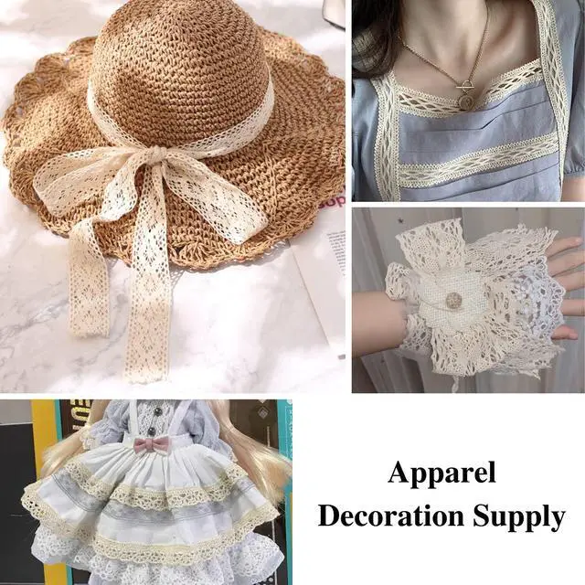 Alt view image 5 of 6 - 54 Yards Beige Lace Ribbon Vintage Sewing Crochet Ribbon Trimming for DIY Scrapbooking Wedding Crafts Supply (Beige)