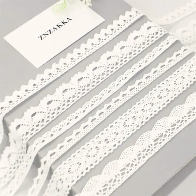 Alt view image 4 of 6 - White Cotton Lace Trim Ribbon, 30 Yards Crochet Lace for Crafts | Cotton crochet lace trim with assorted patterns, perfect for sewing, scrapbooking, wedding decor, DIY crafts