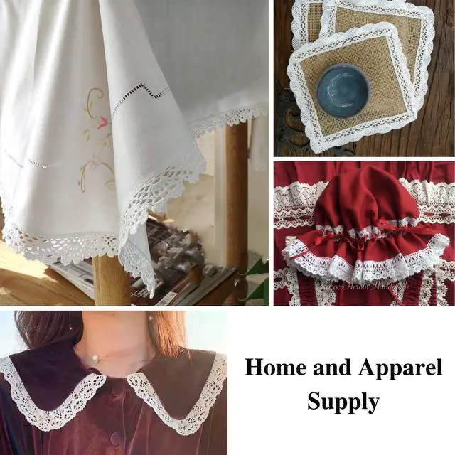 Alt view image 6 of 6 - White Cotton Lace Trim Ribbon, 30 Yards Crochet Lace for Crafts | Cotton crochet lace trim with assorted patterns, perfect for sewing, scrapbooking, wedding decor, DIY crafts