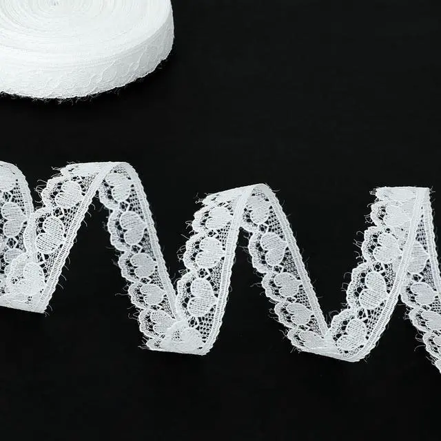 Main image of White Lace Ribbon for Gift Wrapping, 5/8 inch x 20 Yard Lace Trim Ribbon | White Heart Ribbon for Sewing Crafts Dress Applique Flower Bouquet Valentines Mothers Day Christmas Bridal Wedding Decor