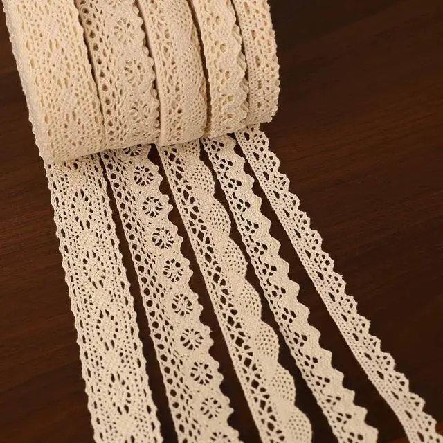 Alt view image 2 of 7 - Cotton Lace Trim Approx 32.8 Yard DIY Vintage Ribbon Scallop Edge Crocheted Lace Trim Fabric for Scrapbooking Wrapping Package Sewing Craft Wedding Decoration Supply (Beige(30M))