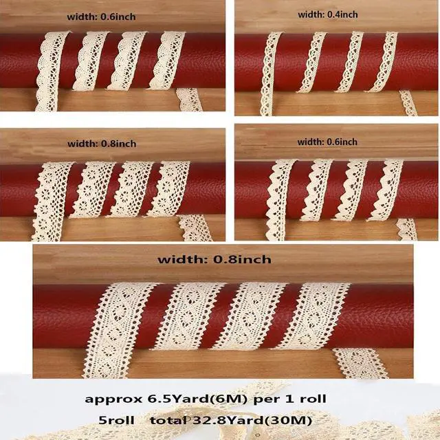 Alt view image 3 of 7 - Cotton Lace Trim Approx 32.8 Yard DIY Vintage Ribbon Scallop Edge Crocheted Lace Trim Fabric for Scrapbooking Wrapping Package Sewing Craft Wedding Decoration Supply (Beige(30M))
