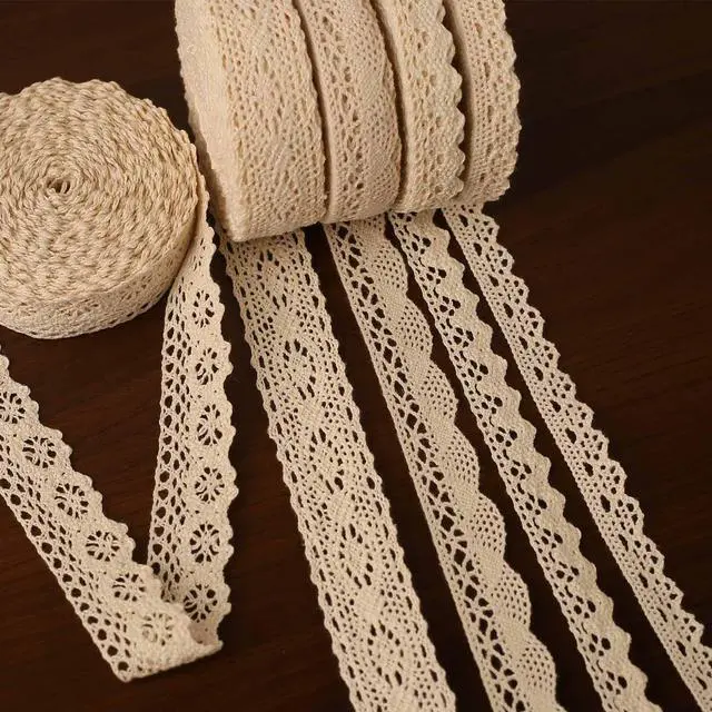 Alt view image 4 of 7 - Cotton Lace Trim Approx 32.8 Yard DIY Vintage Ribbon Scallop Edge Crocheted Lace Trim Fabric for Scrapbooking Wrapping Package Sewing Craft Wedding Decoration Supply (Beige(30M))