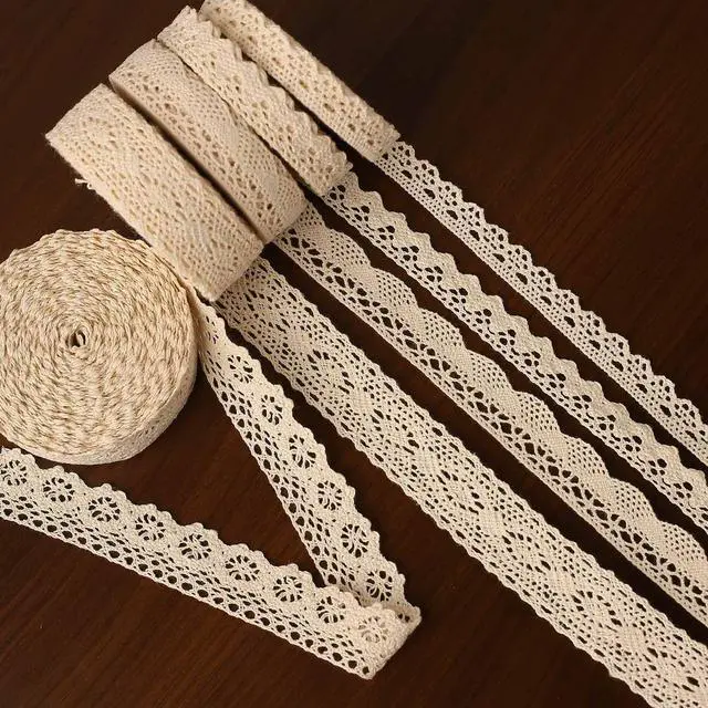 Alt view image 6 of 7 - Cotton Lace Trim Approx 32.8 Yard DIY Vintage Ribbon Scallop Edge Crocheted Lace Trim Fabric for Scrapbooking Wrapping Package Sewing Craft Wedding Decoration Supply (Beige(30M))