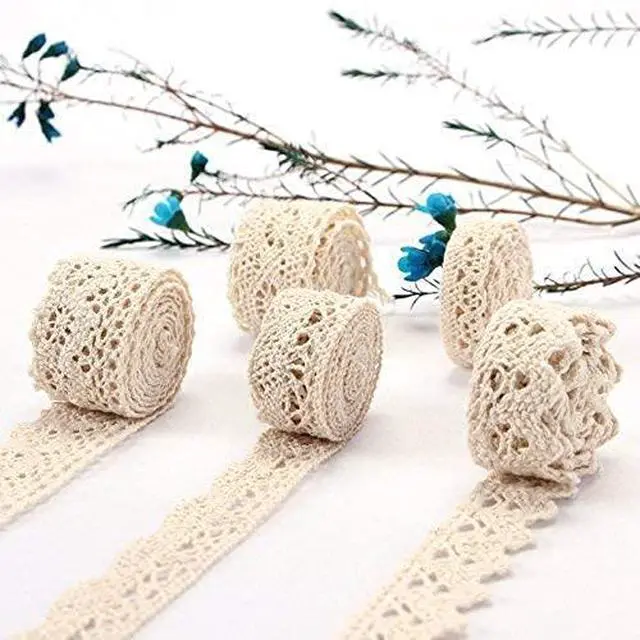 Alt view image 5 of 7 - Cotton Lace Trim Approx 32.8 Yard DIY Vintage Ribbon Scallop Edge Crocheted Lace Trim Fabric for Scrapbooking Wrapping Package Sewing Craft Wedding Decoration Supply (Beige(30M))