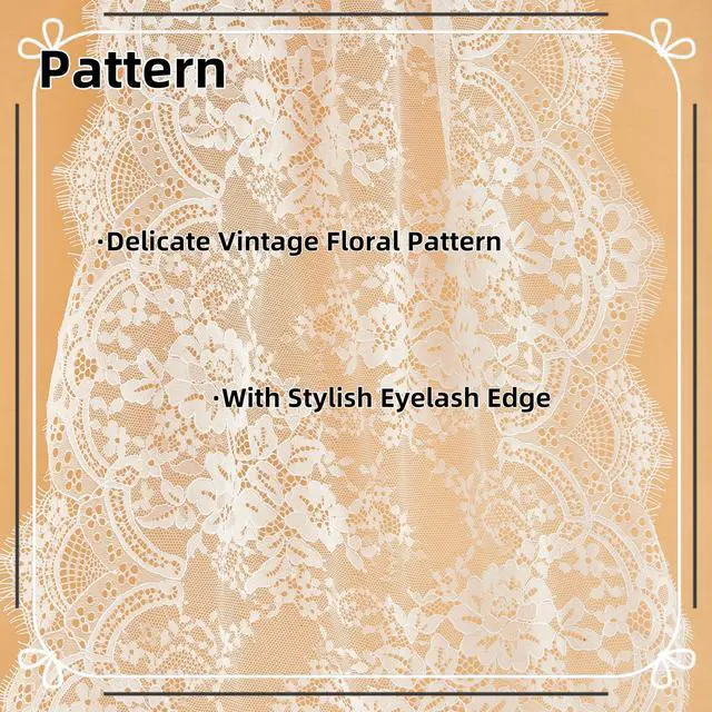 Alt view image 4 of 7 - 15.75" Wide 3 Yard White Eyelash Lace Fabric, High Density Weaving Lace Ribbon with Floral Pattern for Wedding, Sewing, DIY Crafting, Home Decor (White)