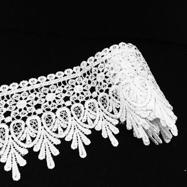 Alt view image 3 of 6 - 5 Yard Pure White Floral Lace Edge Trim 9cm Ribbon Edging Trimmings | Wedding Dress Embellishment Gift Party Decoration Applique DIY Sewing Crafts