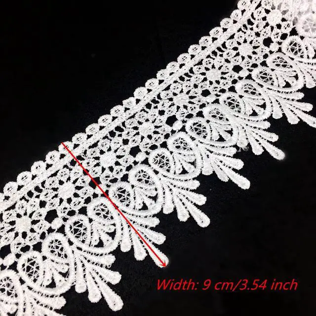 Alt view image 4 of 6 - 5 Yard Pure White Floral Lace Edge Trim 9cm Ribbon Edging Trimmings | Wedding Dress Embellishment Gift Party Decoration Applique DIY Sewing Crafts