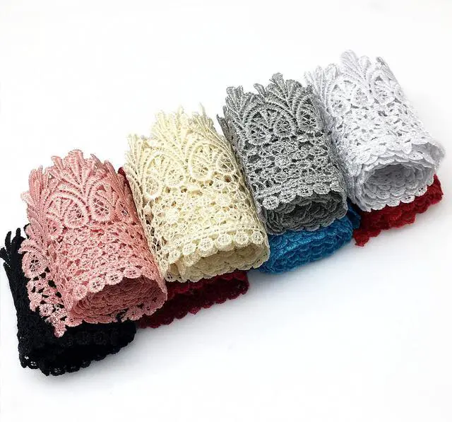 Alt view image 6 of 6 - 5 Yard Pure White Floral Lace Edge Trim 9cm Ribbon Edging Trimmings | Wedding Dress Embellishment Gift Party Decoration Applique DIY Sewing Crafts