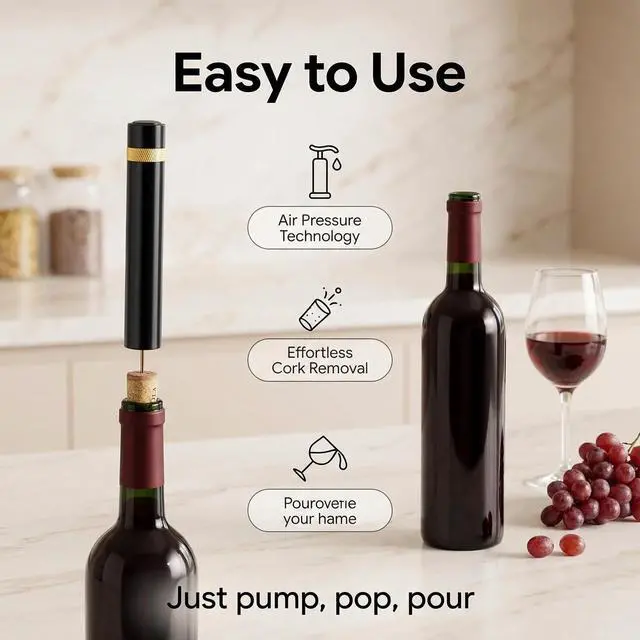 Alt view image 3 of 7 - Bottle Opener, Wine Opener 3pcs, Air Pressure Pump Bottle Opener, Portable Travel Pocket Design (3)