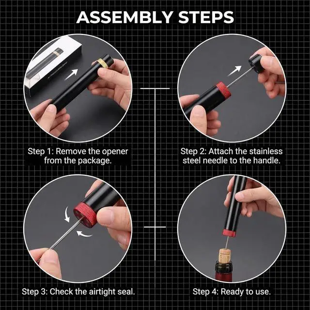 Alt view image 4 of 7 - Bottle Opener, Wine Opener 3pcs, Air Pressure Pump Bottle Opener, Portable Travel Pocket Design (3)