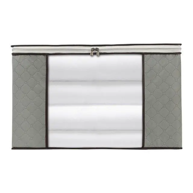 Alt view image 2 of 7 - 2 Pack Foldable Large Storage Bags for Comforter Quilt Blanket Clothes | 24 x 16 x 14 inch with Clear Window & Handles - Easy to Fit King Size Comforter Set Under Bed Organizer