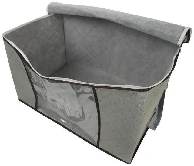 Alt view image 4 of 7 - 2 Pack Foldable Large Storage Bags for Comforter Quilt Blanket Clothes | 24 x 16 x 14 inch with Clear Window & Handles - Easy to Fit King Size Comforter Set Under Bed Organizer